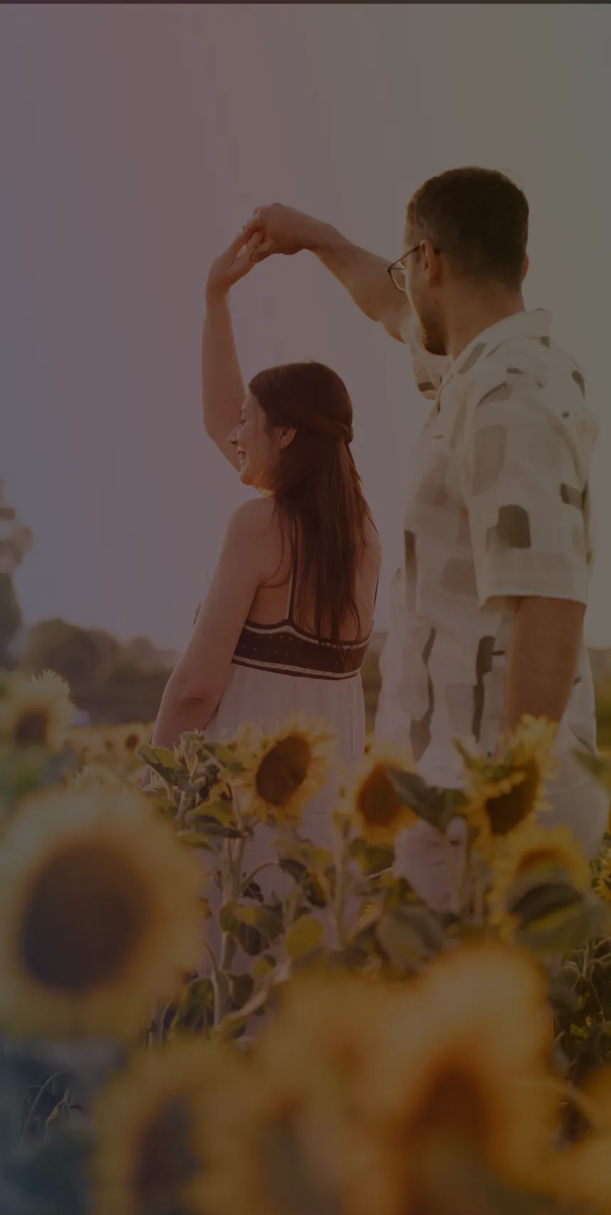 Couple embracing at sunset